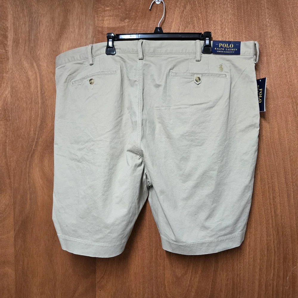 NWT POLO RAPLH LAUREN Men's Tan Shorts Stretch Classic Fit Chino Short SIZE 46B